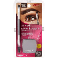 Ienvy By Kiss All-In-One Brow Pomade Dark Brown Kbpm01 Waterproof Long Lasting Mirror Cap Stencils Included