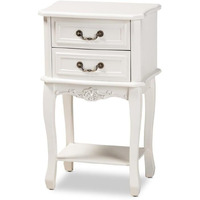 Baxton Studio Gabrielle Traditional French Country Provincial White-Finished 2-Drawer Wood Nightstand