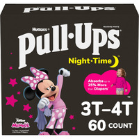 Pull-Ups Girls' Nighttime Potty Training Pants, Training Underwear, 3T-4T (32-40 Lbs), 60 Ct