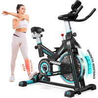 Exercise Bike Adjustable Resistance Cardio Workout Indoor Fitness Bike W/Lcd Monitor Adjustable Seat Straps Foot Pads Home Office Fitness Training Workout