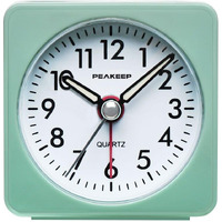 Peakeep Ultra Small, Battery Travel Alarm Clock With Snooze And Light, Silent With No Ticking Analog Quartz (Aquamarine)