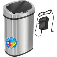 Sensorcan 13 Gallon Automatic Touchless Sensor Kitchen Trash Can With Ac Adapter And Odor Filter Kit, Stainless Steel, Oval Shape, Battery Free Operation With Included Ac Adapter