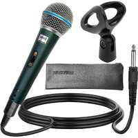 5 Core Microphone Dynamic Vocal Handheld Mic Cardioid Unidirectional Microfono W On Off Switch + Xlr Audio Cable For Singing Karaoke Public Speaking & Parties Beta
