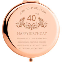 Sfhmtl 40Th Birthday Gift For Mom Stainless Steel Portable Compact Makeup Mirror Behind You All Your Memories Presents With Gift Box Engraved Cosmetic Mirror For Aunt Wife Coworker Rose Gold