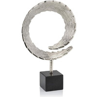 Modern Day Accents 4101 Cola Sm Tail Sculpture On Marble, Large Circle Sculpture, Silver Art Sculpture, Abstract Sculptures Home Decor, Centerpiece, Desk, Home, Office, 10"" W X 3.25"" D X 15.5"" H