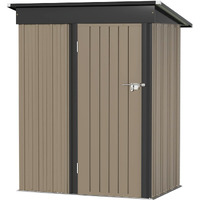 Greesum Metal Outdoor Storage Shed 5Ft X 3Ft, Steel Utility Tool Shed Storage House With Door & Lock, For Backyard Garden Patio Lawn (5' X 3'), Brown