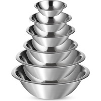 Culigrade Stainless Steel Mixing Bowl Set Of 6-0.75, 1.5, 3, 4, 5, 8 Quart Sizes - Nesting, Durable, Easy To Clean, Ideal For Baking, Cooking, And Food Prep