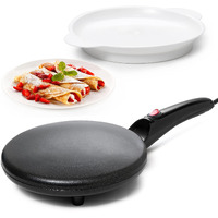 Moss & Stone Electric Crepe Maker With Auto Power Off, 8 Inch Portable Crepe Maker & Non-Stick Dipping Plate, On/Off Switch, Nonstick Coating & Automatic Temperature Control, Pan Apo