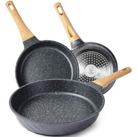 Yiifeeo Frying Pans Nonstick, Induction Frying Pan Set Granite Skillet Pans For Cooking Omelette Pan Cookware Set With Heat-Resistant Handle, Christmas Gift For Women (8"" &9.5"" &11"")