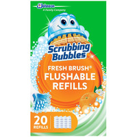 Scrubbing Bubbles Flushable Toilet Bowl Wand Cleaner Refills, Fresh Brush Cleaner Toilet Refill Pads, Removes Limescale & Odors, Citrus Scent, 20 Count (Pack Of 1)