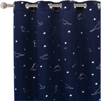 Lordtex Dinosaur And Star Foil Print Blackout Curtains For Kids Room - Thermal Insulated Curtains Noise Reducing Window Drapes For Boys And Girls Bedroom, 52 X 63 Inch, Navy, Set Of 2 Panels