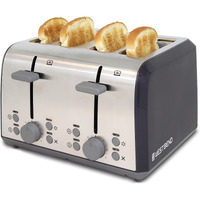 West Bend 4 Slice Toaster With Extra Wide Slots, Bagel Settings, Ultimate Toast Lift And Removable Crumb Tray, Silver