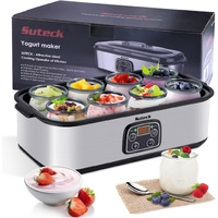 Yogurt Maker Automatic Digital Yoghurt Maker Machine With 8 Glass Jars 48 Ozs (6Oz Each Jar) Lcd Display With Constant Temperature Control Stainless Steel Design For Home Use