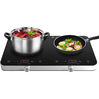 Cooktron Double Induction Cooktop Burner, 1800W 2 Burner Induction Cooker Cooktop, 10 Temperature 9 Power Settings Portable Electric Countertop Burner Touch Stove With Child Safety Lock & Timer