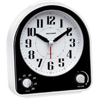 Peakeep Analog Alarm Clock Non-Ticking Silent, Optional 7 Wake-Up Sounds With Volume Control, Nightlight And Snooze, Aa Battery Operated (Black)