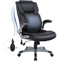 Colamy High Back Executive Office Chair- Ergonomic Home Computer Desk Leather Chair With Padded Flip-Up Arms, Adjustable Tilt Lock, Swivel Rolling Chair For Adult Working Study-Black