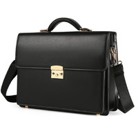 Ecentaur Briefcases For Men Business Mens Leather Briefcase Locking Black Laptop Messenger Bag Lawyer Hard Case