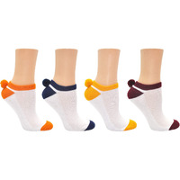 Everything Legwear Sock House Co. Pom Pom Socks (4 Pair) - Team Spirit Athletic Socks - Fits Ladies Shoe Size: 4-10 (Multi)