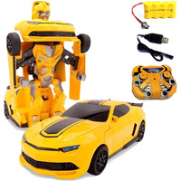 Superpower Remote Control Car Transforming Bumblebee Classic Disguise Action Figure Hero Robot Toy With One Button Transformation