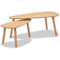 Vidaxl 2-Piece Coffee Table Set With Solid Pinewood Legs, Brown, Scandinavian Style, Robust Mdf Tabletop, Versatile Furniture For Living Room