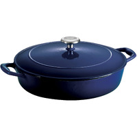 Tramontina Enameled Cast Iron Braiser Pan With Lid, 4-Quart, Blue