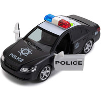 Toy To Enjoy Friction Powered Police Car With Light & Sounds - Heavy Duty Plastic Vehicle Toy For Kids & Children - Openable Doors, Detailed Interior