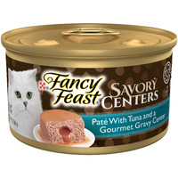 Purina Fancy Feast Savory Centers Pate Adult Wet Cat Food With Tuna And A Gravy Center - (Pack Of 24) 3 Oz. Cans