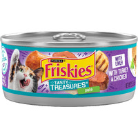 Purina Friskies Wet Cat Food Pate, Tasty Treasures Turkey Chicken Liver, Canned Cat Food Wet, Pack Of 24 5.5 Oz Cans