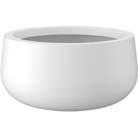 Kante 15.7"" Dia Round Concrete Planter, Outdoor Indoor Garden Plant Pots With Drainage Hole And Rubber Plug, Modern Curvaceous Design, Pure White