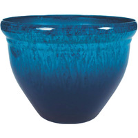 The Hc Companies Pizzazz Decorative Round Flower Pots W/Ceramic Look - Uv-Resistant Decorative Pot For Outdoor & Indoor Plant Pots - Modern Planter For Flower, Herbs (9    Admiral Blue, Pack Of 1)