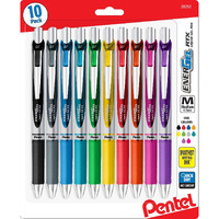 Pentel Energel 0.7 Mm Medium Point Rtx Retractable Liquid Gel Ink Pen, Metal Tip, 10 Pack Of New Assorted Ink Colors