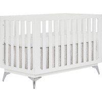 Sweetpea Baby Dream On Me Ultra Modern 4-In-1 Convertible Crib In White, Greenguard Gold Certified, 3 Mattress Height Settings, Fixed Stationary Side Rails, Wooden Furniture