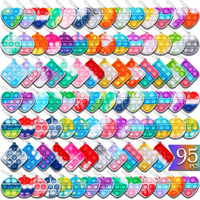 Arme 95Pcs Pop Fidget Toys,Party Favors Toddler Toy Pop Fidget Keychain Mini Fidget Toys Bulk Sensory Toys Stress Toys, Party Fidget Pack Popper Toy Gift For Girls Boys