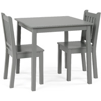Humble Crew Kids Wooden Table And 2 Chairs Set, Grey - Square Kids Table And Chair Set For Toddlers And Children For Arts, Crafts, And Snack Time - Sturdy, Durable Toddler Activity Table