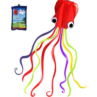 Hengda Kite Software Octopus Flyer Kite With Long Colorful Tail For Kids, 31-Inch Wide X 157-Inch Long, Large, Red