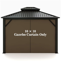 Gazebo Universal Replacement Privacy Curtain - Hugline 10' X 10' Gazebo Side Wall Outdoor Privacy Panel With Zipper (Brown)