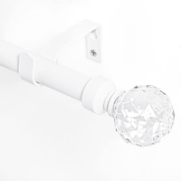 Nicetown Drape Rods For Sliding Glass Door 66 To 120 With Classic Faceted Ball Finials For Bedroom Living Room Large Window, 1 Inch Diameter Adjustable Length 72 To 144""(6-12 Feet) Length, Matte White