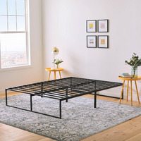 Linenspa Metal Platform Bed Frame - Under Bed Storage Space - No Box Spring Needed - 14"" High - Modern Contemporary - Sturdy Steel - Light Weight - Easy Assembly - Tool Included - Queen Size