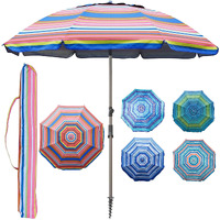 Blissun 7.2' Portable Beach Umbrella With Sand Anchor, Tilt Pole, Carry Bag, Air Vent, Orange