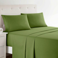 Clara Clark Bed Sheets, Premier 1800 Series 4 Piece Bed Sheet Set, Deep Pocket, Wrinkle, Fade, Stain Resistant, Luxury Soft Bedding Sheets & Pillowcases, Twin, Calla Green