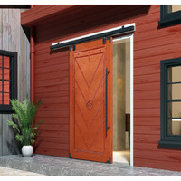 Diyhd 6.6Ft Ceiling Mount Box Track Sliding Barn Door Hardware For Exterior Use,Fit Door Width Up To 39In, Powder Coated Black, Max Load 300Lbs (No Door)