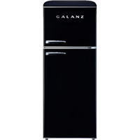 Galanz Glr10Tbkefr Retro Refrigerator With Top Freezer Frost Free, Dual Door Fridge, Adjustable Electrical Thermostat Control, 10 Cu Ft, Black