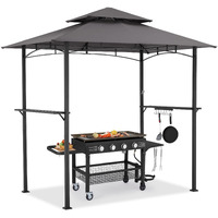 Aecojoy 8' X 5' Outdoor Grill Gazebo Canopy, Bbq Canopy For Outdoor Grill, 2- Tier Bbq Gazebo Shelter For Patio, Backyard And More (Grey)