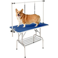 Bonnlo 32-Inches Pet Grooming Table, Portable Dog Grooming Table With Arm Noose & Mesh Tray, Adjustable Foldable Pet Groom Table Stand For Dog Cat, Maximum Capacity Up To 330 Lbs (32In)