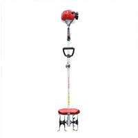 Garden Yard Soil Tilling Machine, Handheld 42.7Cc 2-Stroke Gasoline Tiller Cultivator Gas Powered Weeding Machine
