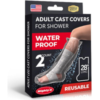100% Waterproof Cast Covers For Shower Leg - Tight Seal - Reusable Adult 2Pk Half Leg Cast Protectors - Knee, Ankle, Foot