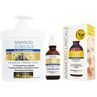 Advanced Clinicals 2 Piece Retinol Skin Care Set. 16Oz Spa Size Retinol Firming Cream And 1.75Oz Retinol Serum For Wrinkles, Fine Lines, Age Spots.