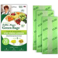 Debbie Meyer Greenbags 20-Pack (8M, 8L, 4Xl) - Keeps Fruits, Vegetables, And Cut Flowers, Fresh Longer, Reusable, Bpa Free, Made In Usa