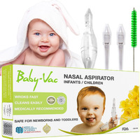 Baby-Vac Clinically Tested Baby Nasal Aspirator - Vacuum-Powered Nose Sucker With 2 Suction Head & Cleaning Brush For Safe And Gentle Relief