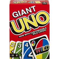 Mattel Games Giant Uno Card Game For Kids, Adults & Family Night, Oversized Cards & Customizable Wild Cards For 2-10 Players